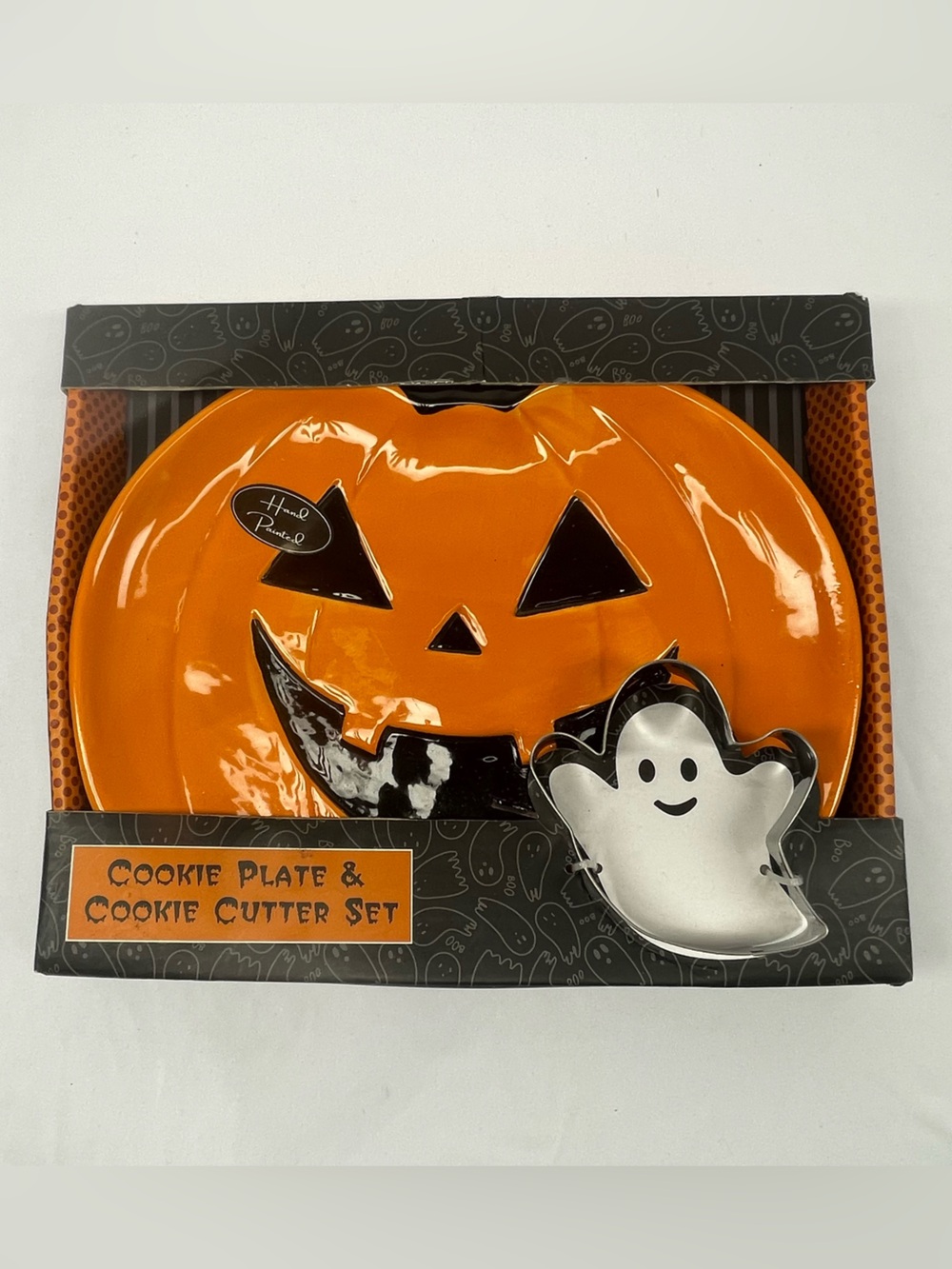Halloween Jack-O'-Lantern Cookie Plate & Ghost Cutter Set - Orange